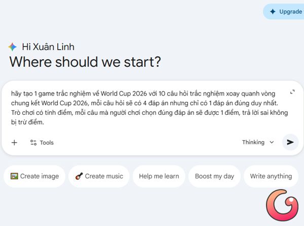 Viết Prompt cho Gemini AI tạo game