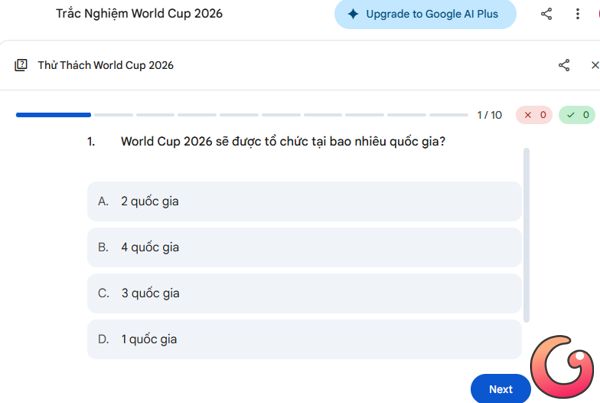 Chơi thử game trắc nghiệm World Cup 2026