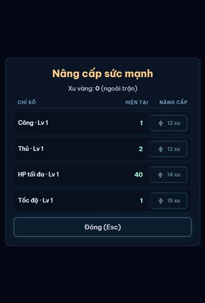 Hệ thống nâng cấp sức mạnh chiến binh
