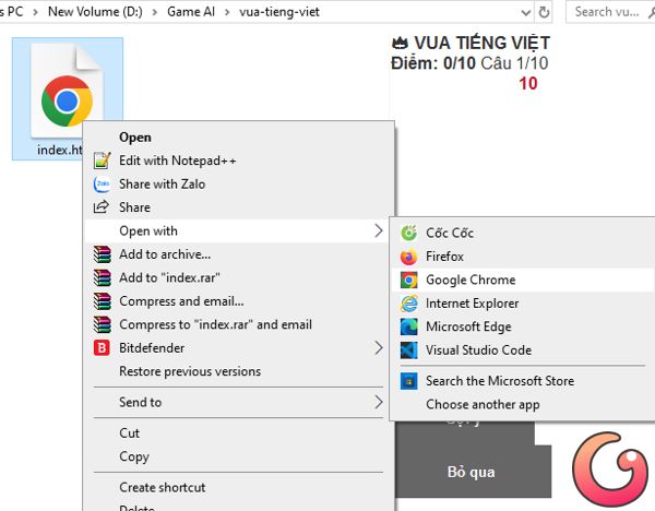 Mở game chơi thử