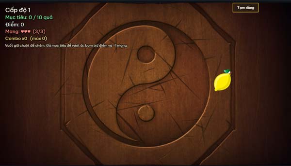 Các loại hoa quả trái cây sẽ tung ngẫu nhiên lên màn hình