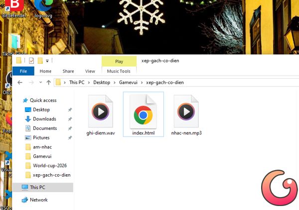 Tạo thư mục game Xếp gạch cổ điển