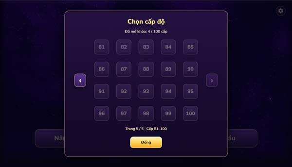 Lựa chọn cấp độ để thử sức