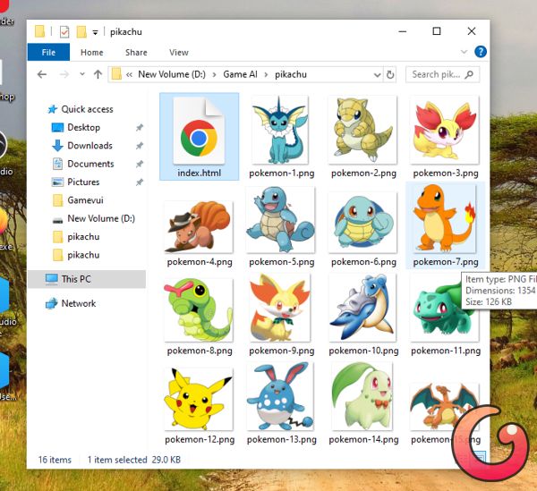 Các file game Pikachu