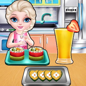 Elsa làm sushi