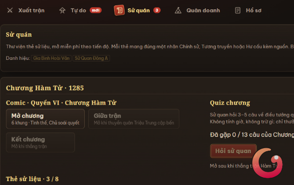 Mở thẻ sử liệu